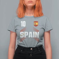 Spain Soccer Sports Graphic Number 10 Jersey Style T Shirt For Women Proud Spanish Football Fans Game Day Pride