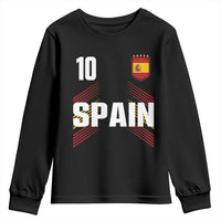 Spain Soccer Sports Graphic Number 10 Jersey Style Youth Sweatshirt Proud Spanish Football Fans Game Day Pride