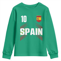 Spain Soccer Sports Graphic Number 10 Jersey Style Youth Sweatshirt Proud Spanish Football Fans Game Day Pride
