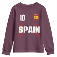 Spain Soccer Sports Graphic Number 10 Jersey Style Youth Sweatshirt Proud Spanish Football Fans Game Day Pride