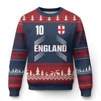 England Soccer Sports Graphic Number 10 Jersey Style Ugly Christmas Sweater Proud St George Cross Football Fans Game Day Pride