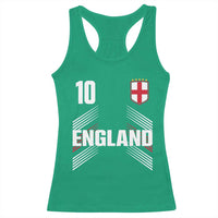 England Soccer Sports Graphic Number 10 Jersey Style Racerback Tank Top Proud St George Cross Football Fans Game Day Pride
