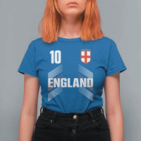 England Soccer Sports Graphic Number 10 Jersey Style T Shirt For Women Proud St George Cross Football Fans Game Day Pride
