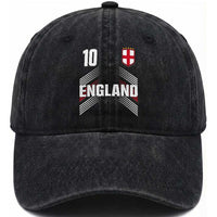 England Soccer Sports Graphic Number 10 Jersey Style Washed Cotton Baseball Cap Proud St George Cross Football Fans Game Day Pride