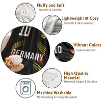 Germany Soccer Sports Graphic Number 10 Jersey Style Throw Blanket Proud German Football Fans Game Day Pride