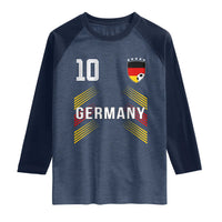 Germany Soccer Sports Graphic Number 10 Jersey Style Raglan Shirt Proud German Football Fans Game Day Pride