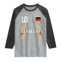 Germany Soccer Sports Graphic Number 10 Jersey Style Raglan Shirt Proud German Football Fans Game Day Pride