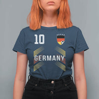 Germany Soccer Sports Graphic Number 10 Jersey Style T Shirt For Women Proud German Football Fans Game Day Pride