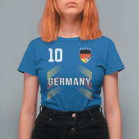 Germany Soccer Sports Graphic Number 10 Jersey Style T Shirt For Women Proud German Football Fans Game Day Pride