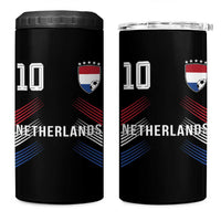 Netherlands Soccer Sports Graphic Number 10 Jersey Style 4 in 1 Can Cooler Tumbler Proud Nederlands Holland Football Fans Game Day Pride
