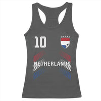Netherlands Soccer Sports Graphic Number 10 Jersey Style Racerback Tank Top Proud Nederlands Holland Football Fans Game Day Pride