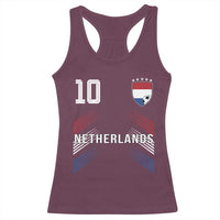 Netherlands Soccer Sports Graphic Number 10 Jersey Style Racerback Tank Top Proud Nederlands Holland Football Fans Game Day Pride