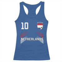 Netherlands Soccer Sports Graphic Number 10 Jersey Style Racerback Tank Top Proud Nederlands Holland Football Fans Game Day Pride
