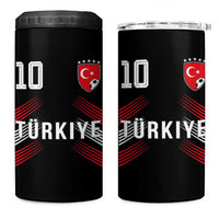 Proud Turkiye Soccer Fans Number 10 Jersey Style 4 in 1 Can Cooler Tumbler Patriotic Turkish Football Turkey Sports Lover