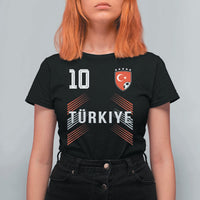 Proud Turkiye Soccer Fans Number 10 Jersey Style T Shirt For Women Patriotic Turkish Football Turkey Sports Lover