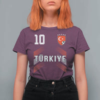 Proud Turkiye Soccer Fans Number 10 Jersey Style T Shirt For Women Patriotic Turkish Football Turkey Sports Lover