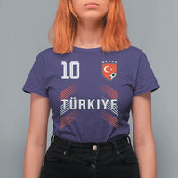 Proud Turkiye Soccer Fans Number 10 Jersey Style T Shirt For Women Patriotic Turkish Football Turkey Sports Lover