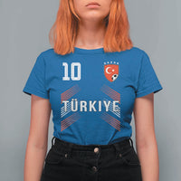 Proud Turkiye Soccer Fans Number 10 Jersey Style T Shirt For Women Patriotic Turkish Football Turkey Sports Lover