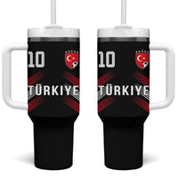 Proud Turkiye Soccer Fans Number 10 Jersey Style Tumbler With Handle Patriotic Turkish Football Turkey Sports Lover