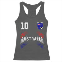 Australia Soccer Sports Graphic Number 10 Jersey Style Racerback Tank Top Proud Australian Football Fans Game Day Pride