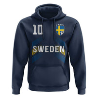 Sweden Soccer Sports Graphic Number 10 Jersey Style Hoodie Proud Swedish Football Fans Game Day Pride