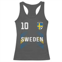 Sweden Soccer Sports Graphic Number 10 Jersey Style Racerback Tank Top Proud Swedish Football Fans Game Day Pride