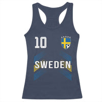 Sweden Soccer Sports Graphic Number 10 Jersey Style Racerback Tank Top Proud Swedish Football Fans Game Day Pride