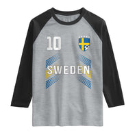 Sweden Soccer Sports Graphic Number 10 Jersey Style Raglan Shirt Proud Swedish Football Fans Game Day Pride