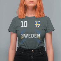 Sweden Soccer Sports Graphic Number 10 Jersey Style T Shirt For Women Proud Swedish Football Fans Game Day Pride