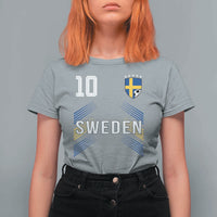 Sweden Soccer Sports Graphic Number 10 Jersey Style T Shirt For Women Proud Swedish Football Fans Game Day Pride