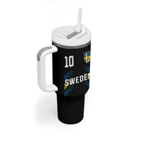 Sweden Soccer Sports Graphic Number 10 Jersey Style Tumbler With Handle Proud Swedish Football Fans Game Day Pride