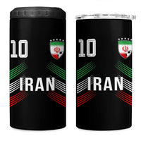 Iran Soccer Sports Graphic Number 10 Jersey Style 4 in 1 Can Cooler Tumbler Proud Iranian Football Fans Game Day Pride