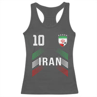 Iran Soccer Sports Graphic Number 10 Jersey Style Racerback Tank Top Proud Iranian Football Fans Game Day Pride