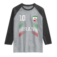 Iran Soccer Sports Graphic Number 10 Jersey Style Raglan Shirt Proud Iranian Football Fans Game Day Pride