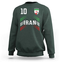 Iran Soccer Sports Graphic Number 10 Jersey Style Sweatshirt Proud Iranian Football Fans Game Day Pride