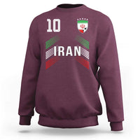 Iran Soccer Sports Graphic Number 10 Jersey Style Sweatshirt Proud Iranian Football Fans Game Day Pride