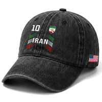 Iran Soccer Sports Graphic Number 10 Jersey Style Washed Cotton Baseball Cap Proud Iranian Football Fans Game Day Pride