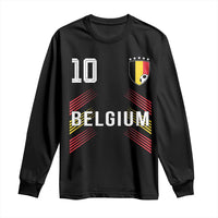 Belgium Soccer Sports Graphic Number 10 Jersey Style Long Sleeve Shirt Proud Belgian Football Fans Game Day Pride