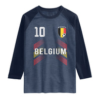 Belgium Soccer Sports Graphic Number 10 Jersey Style Raglan Shirt Proud Belgian Football Fans Game Day Pride