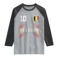 Belgium Soccer Sports Graphic Number 10 Jersey Style Raglan Shirt Proud Belgian Football Fans Game Day Pride