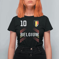 Belgium Soccer Sports Graphic Number 10 Jersey Style T Shirt For Women Proud Belgian Football Fans Game Day Pride