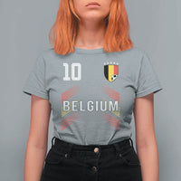 Belgium Soccer Sports Graphic Number 10 Jersey Style T Shirt For Women Proud Belgian Football Fans Game Day Pride