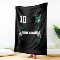Saudi Arabia Soccer Sports Graphic Number 10 Jersey Style Throw Blanket Proud Saudi Football Fans Game Day Pride