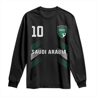 Saudi Arabia Soccer Sports Graphic Number 10 Jersey Style Long Sleeve Shirt Proud Saudi Football Fans Game Day Pride