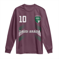 Saudi Arabia Soccer Sports Graphic Number 10 Jersey Style Long Sleeve Shirt Proud Saudi Football Fans Game Day Pride