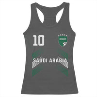 Saudi Arabia Soccer Sports Graphic Number 10 Jersey Style Racerback Tank Top Proud Saudi Football Fans Game Day Pride