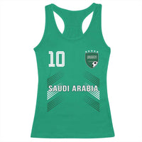 Saudi Arabia Soccer Sports Graphic Number 10 Jersey Style Racerback Tank Top Proud Saudi Football Fans Game Day Pride
