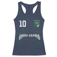Saudi Arabia Soccer Sports Graphic Number 10 Jersey Style Racerback Tank Top Proud Saudi Football Fans Game Day Pride