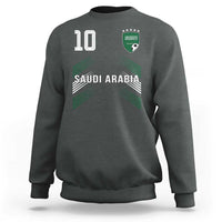 Saudi Arabia Soccer Sports Graphic Number 10 Jersey Style Sweatshirt Proud Saudi Football Fans Game Day Pride