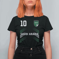 Saudi Arabia Soccer Sports Graphic Number 10 Jersey Style T Shirt For Women Proud Saudi Football Fans Game Day Pride